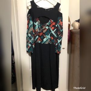 Jete cold shoulder long sleeve dress